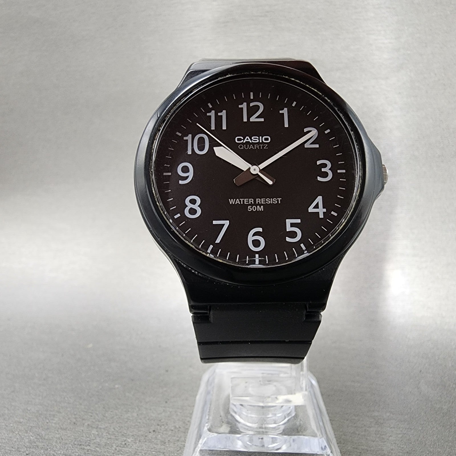 Casio Watch Men 42mm Black Dial Black Tone Round MW240 New Battery5