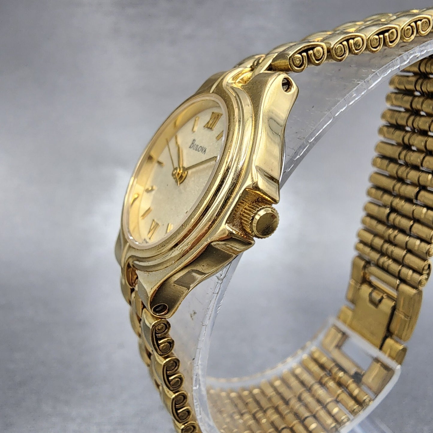 Bulova Watch Women 24mm Champagne Dial Gold Tone Date 97M02 New Battery2