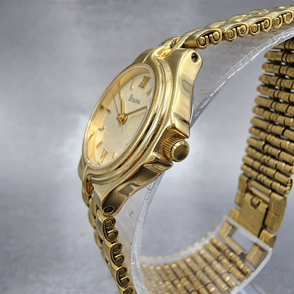 Bulova Watch Women 24mm Champagne Dial Gold Tone Date 97M02 New Battery2