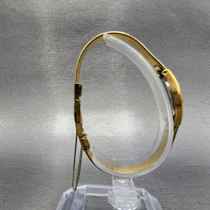 Vintage Seiko Watch Women 17mm Gold Dial Gold Tone Hexagon 4N015021 New Batt A18