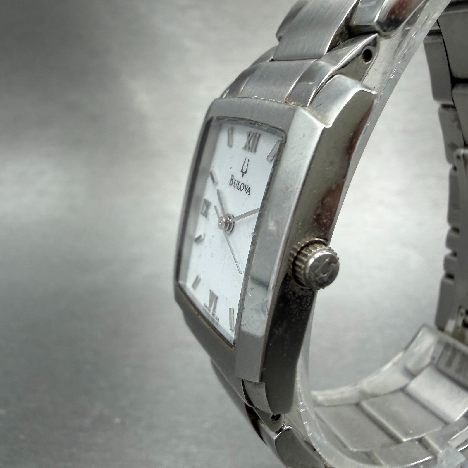 Bulova Tank Watch Women 22mm White Dial Silver Tone Rectangle 96L95 New Battery2