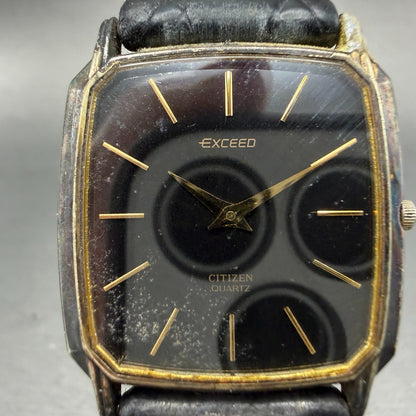 Citizen Exceed Watch Men 28mm Black Dial Gold Tone 2720-272005 New Battery VTG1