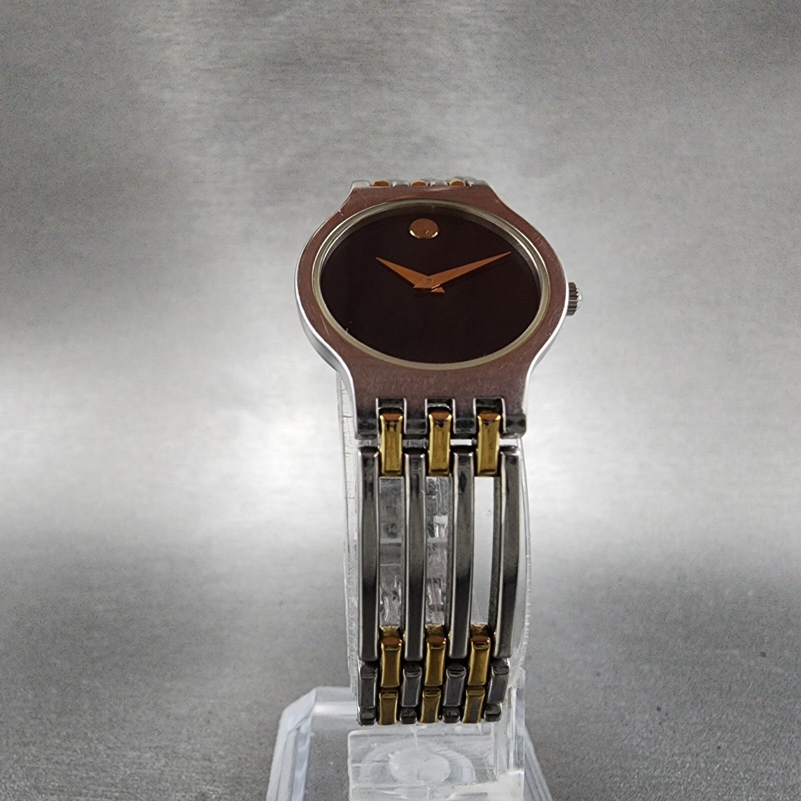 Movado Esperanza Watch Women 23mm Black Dial Two Tone Round 84A11821 New Batt A16