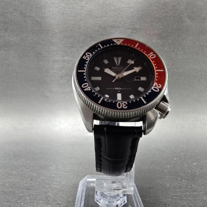 Seiko Pepsi Dive Watch Women 34mm Black Dial Steel Date Automatic 4205-014B Runs5