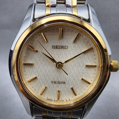 Seiko Exceline Watch Women 26mm White Dial Two Tone Round 4J410100 New Battery2