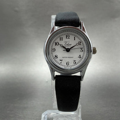 Q&Q Voken Watch Women 23mm White Dial Silver Tone Round New Battery5