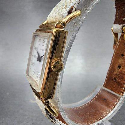 Hamilton Wilshire Tank Watch Women 18mm White Dial Rose Gold Plated New Battery2