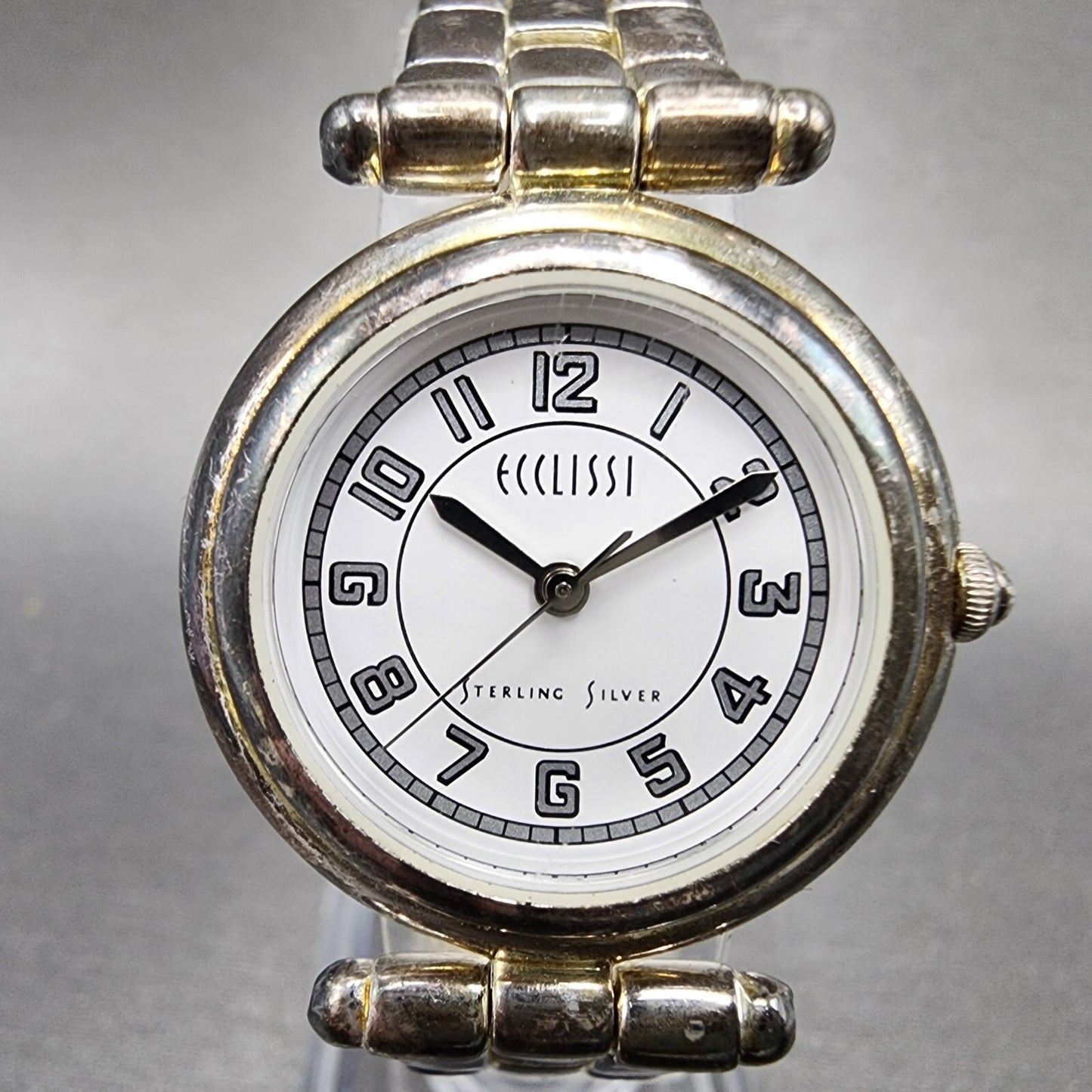 Ecclissi Watch Women 27mm White Dial Sterling Silver Round 3240 New Battery1