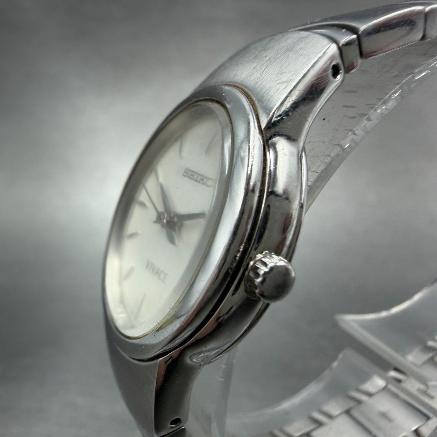 Seiko Vivace Watch Women 22mm White Dial Silver Tone Oval 1N01-5G50 New Battery2