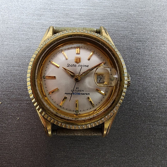 Citizen Watch Women 26mm White Dial Gold Tone Date Round Automatic Tuns