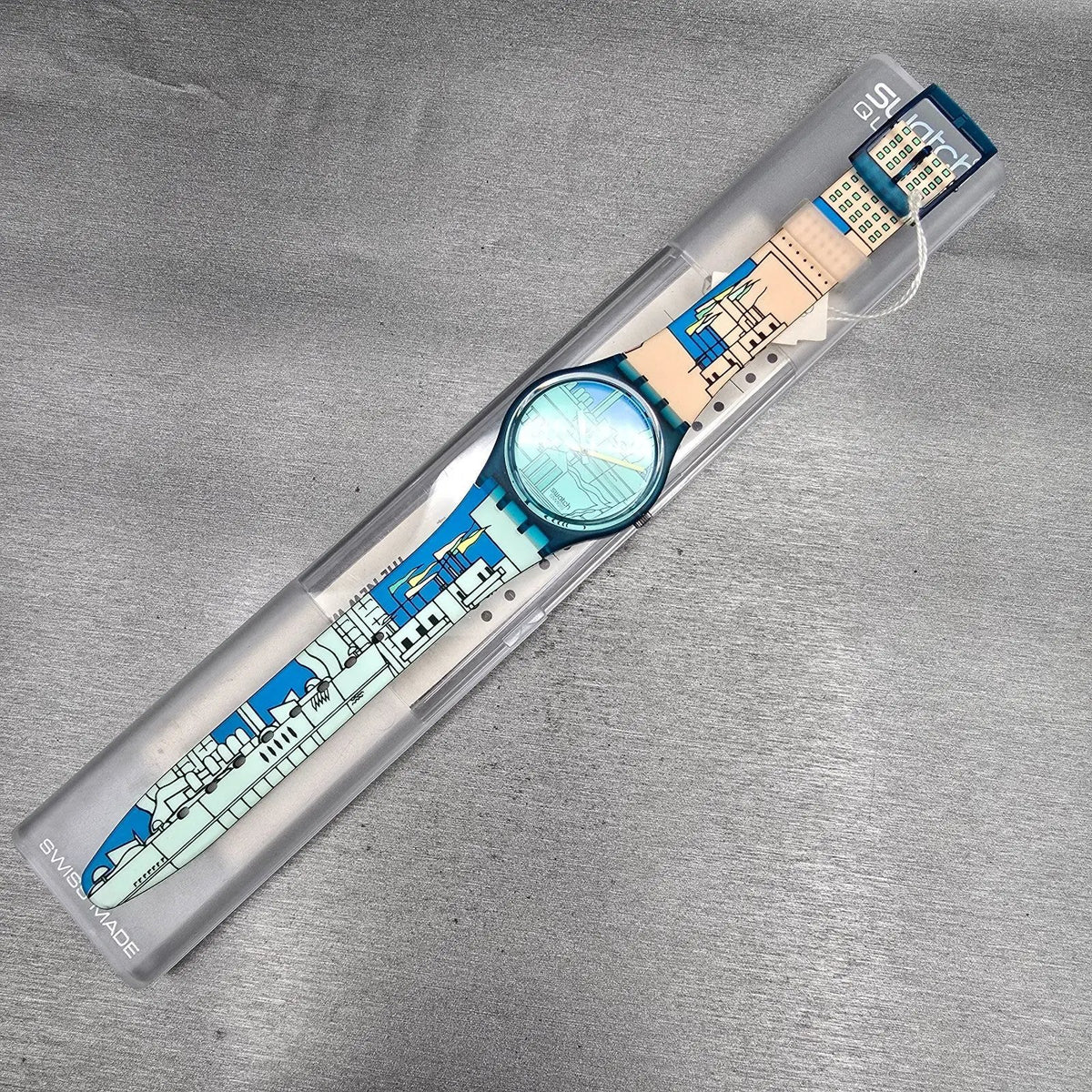 Swatch Metroscape Watch Men 34mm Blue Dial Blue Case GN109 New Battery NOS15