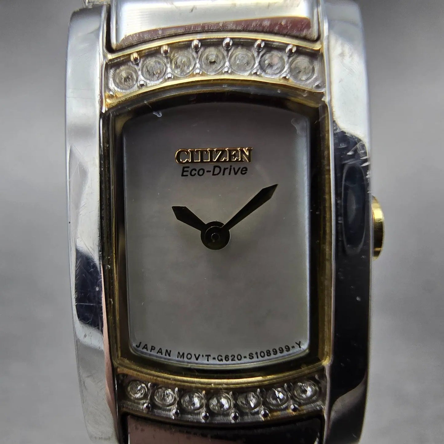 Citizen Tank Watch Women 15mm MOP Dial Two Tone Rectangle G620-S074866 Runs1