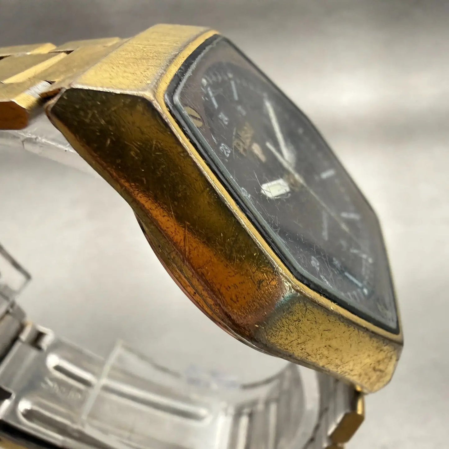 Seiko Pulsar Watch Men 36mm Brown Dial Gold Daydate Hexagon Y563-7029 New Batt3