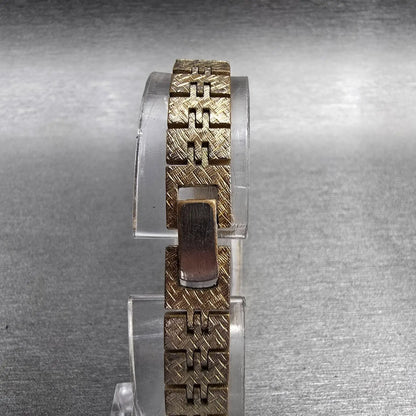 Seiko Watch Women 13mm Champagne Dial Gold Tone Rectangle 1320-5229 New Battery7