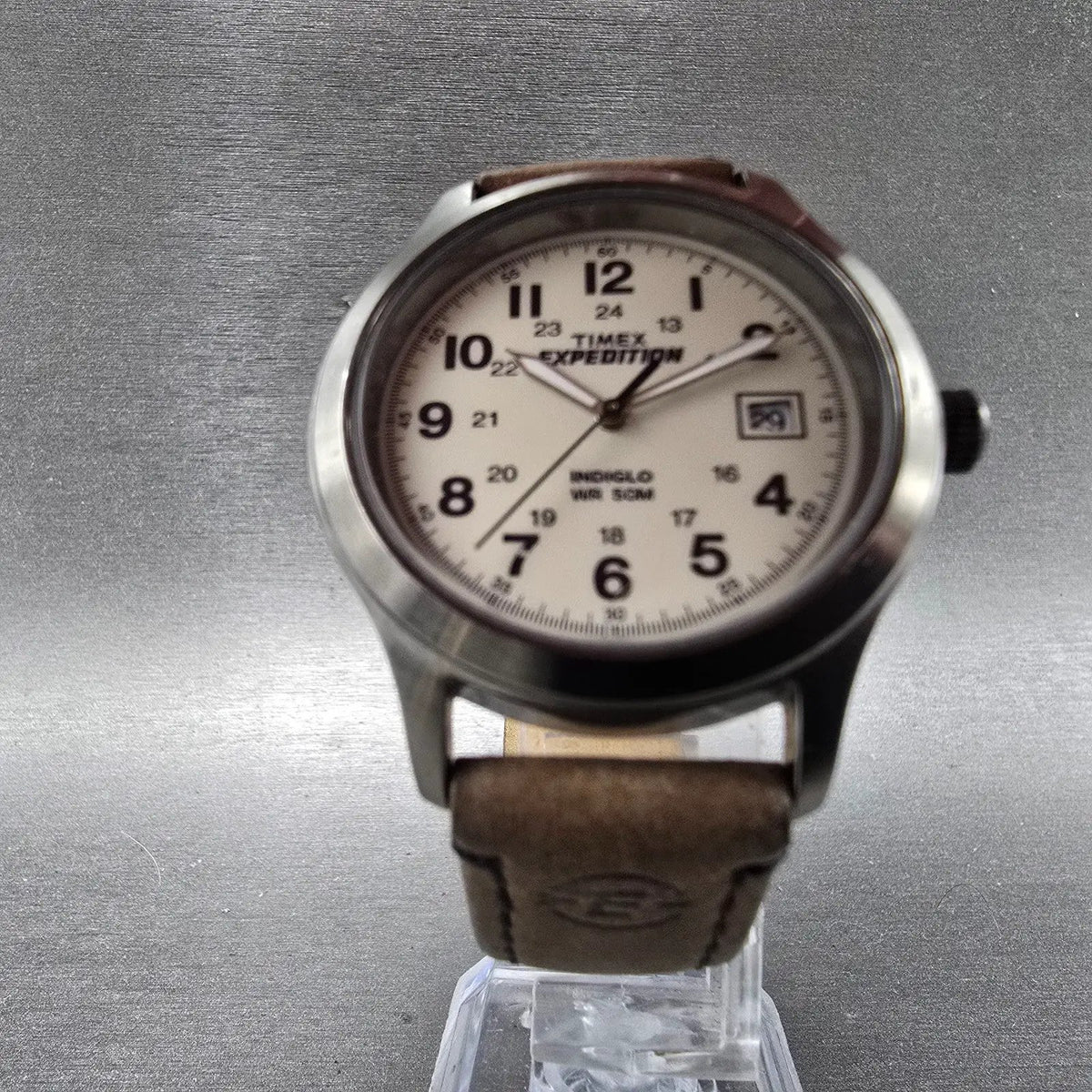 Timex Expedition Watch Men 37mm Cream Dial Gray Date T49870 Round New Battery gr5