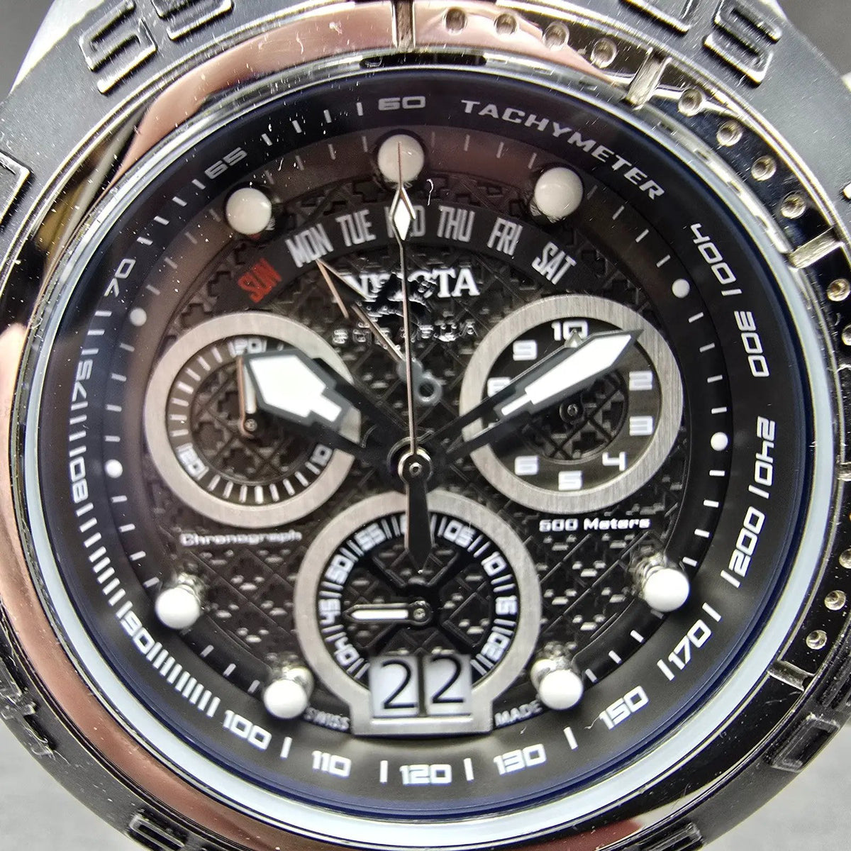Invicta Subaqua Noma Chrono Watch Men 50mm Black Dial Silver Daydate New Battery1