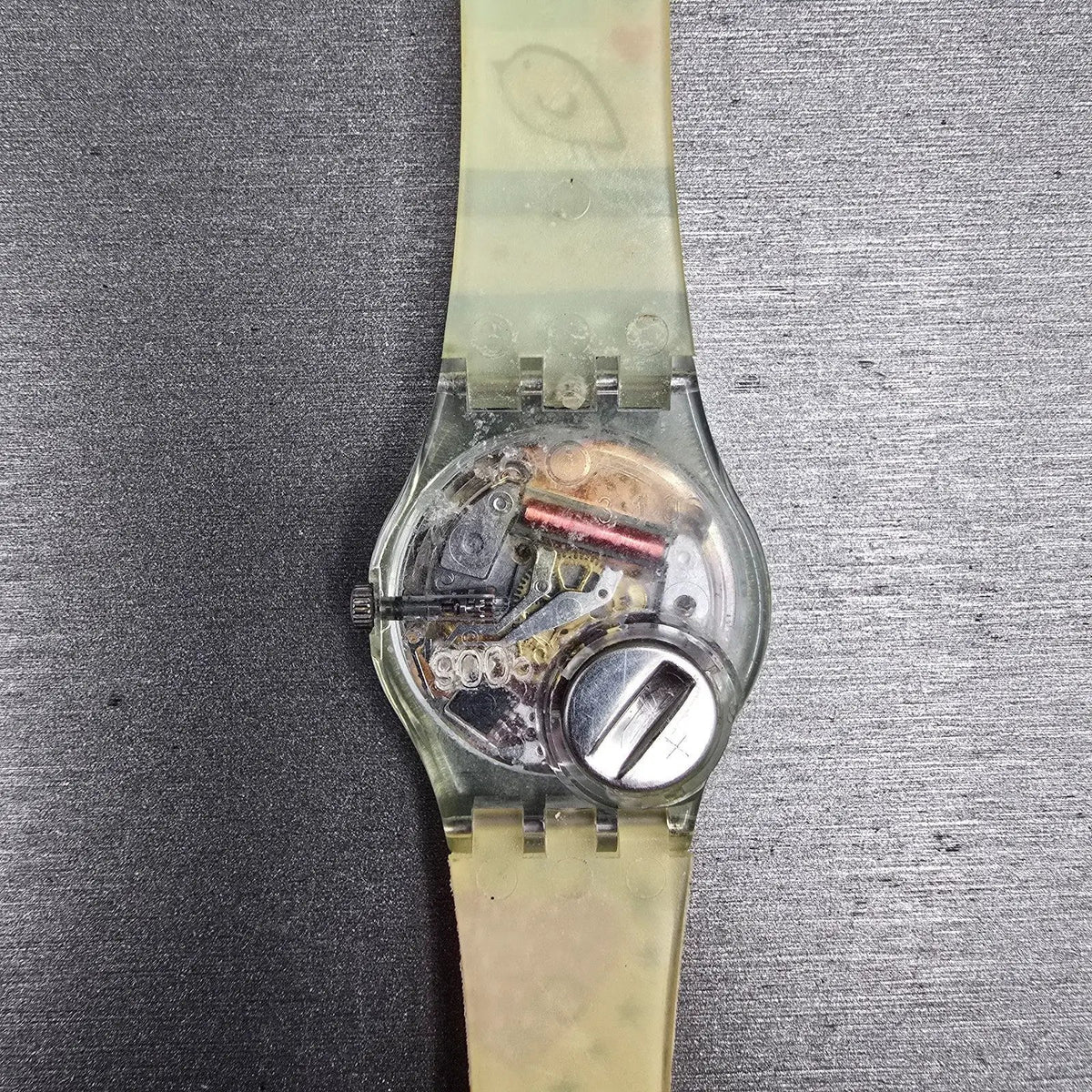 Swatch Kid's Patchwork Watch Women 25mm Silver Dial Clear Case LN141 New Battery8