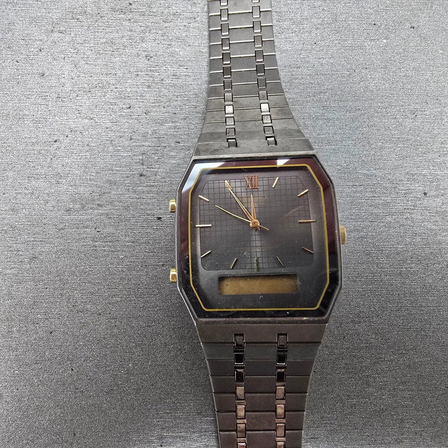 Seiko Watch Men 29mm Black Analog Digital Alarm Chronograph H601 PARTS Vintage0