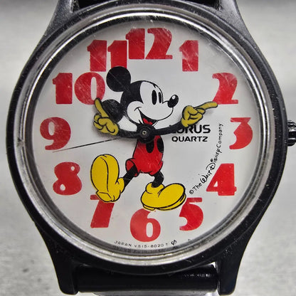 Lorus Mickey Mouse Watch Men 35mm White Dial Black Tone V515-8000 New Battery1