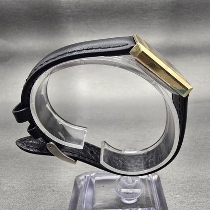 Seiko Watch Men 23mm Black Dial Gold Tone Rectangle 43-3049 New Battery Vintage8