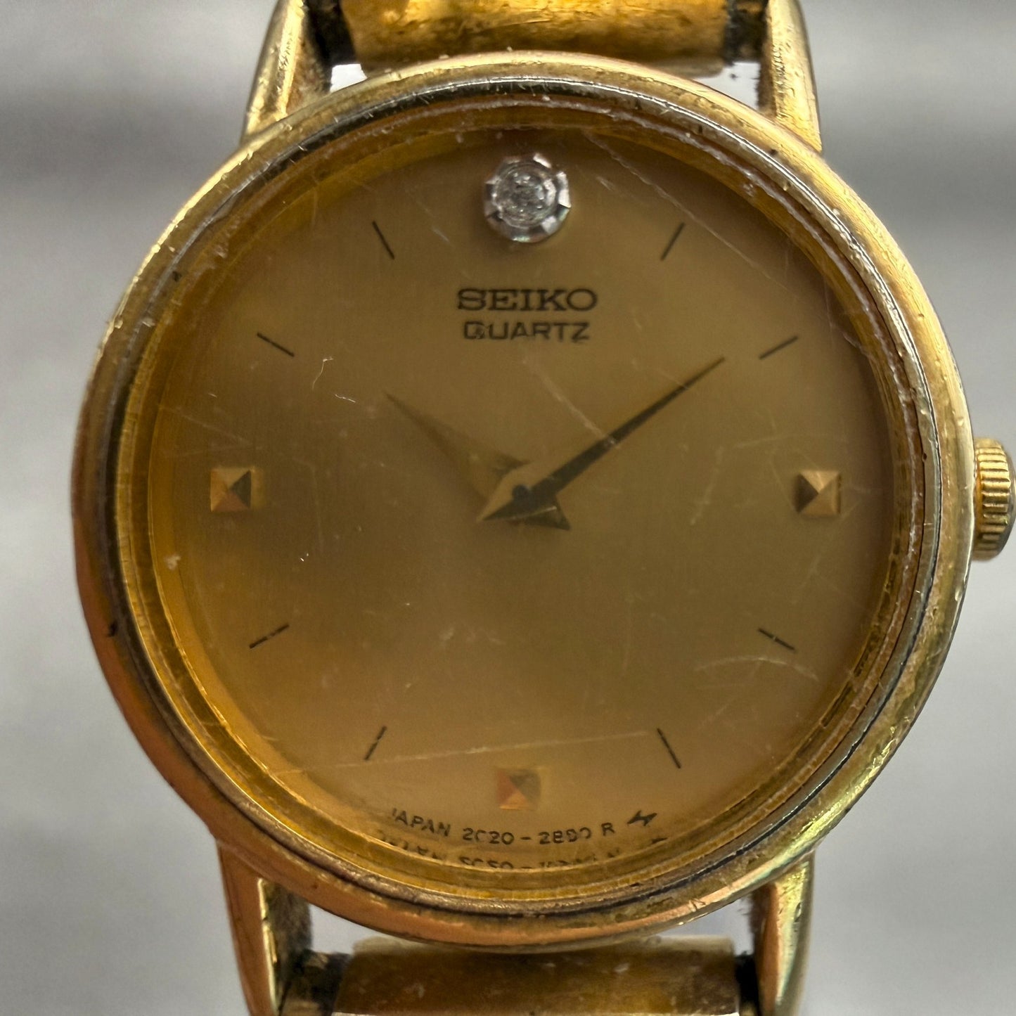 Seiko Watch Women 20mm Gold Dial Gold Tone Round 2C20-0359 Vintage New Battery1