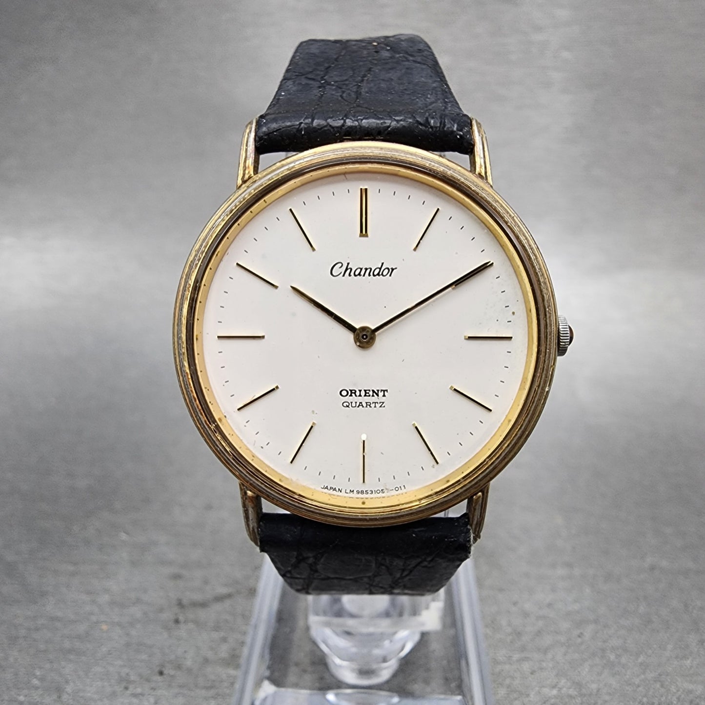 Orient Chandor Watch Men 32mm White Dial Gold Tone Round  New Battery0