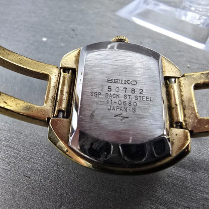 Seiko Watch Women 30mm Blue Dial Gold Tone Manual 11-0680 Vintage Runs PARTS10