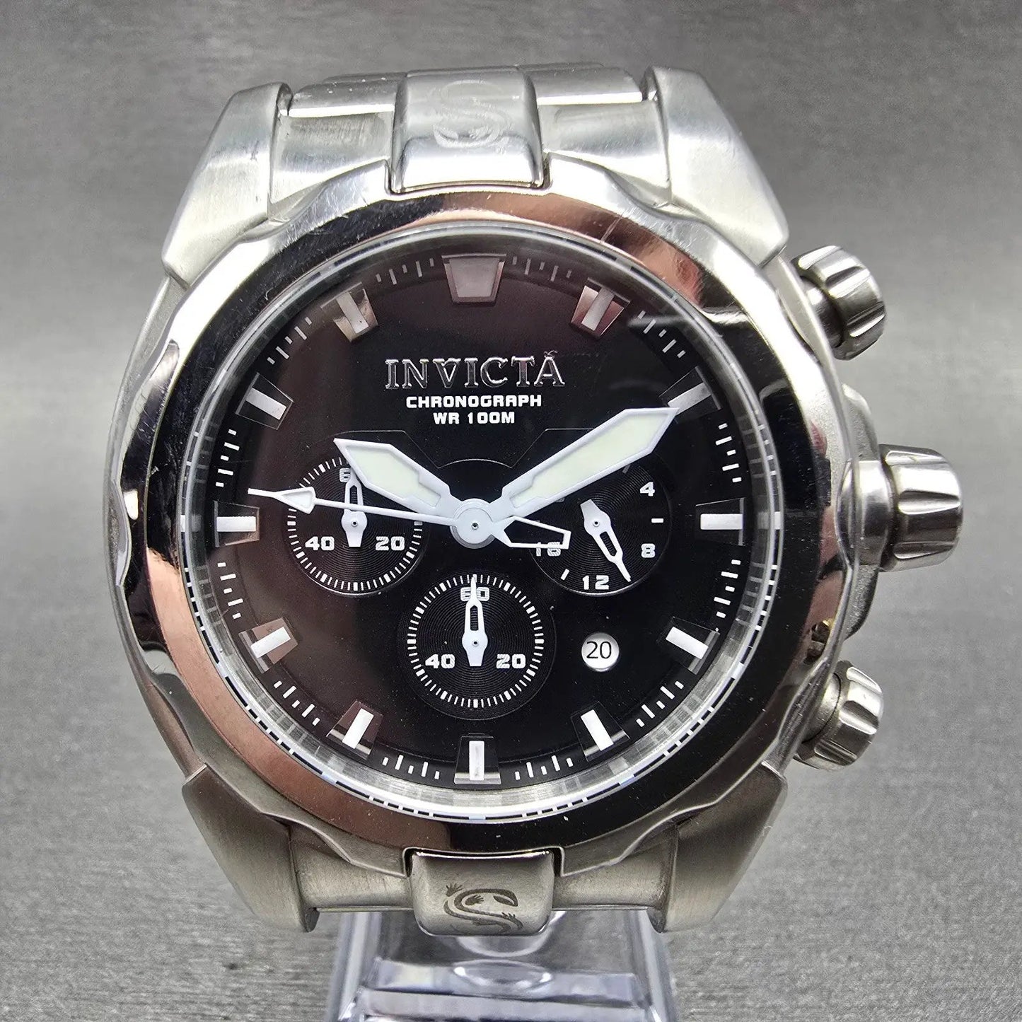 Invicta Speedway Chronograph Watch Men 49mm Black Dial Silver Tone 1335 New Bat0