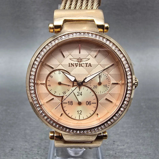 Invicta Angel Watch Women 36mm Pink Dial Rose Gold Tone Daydate 28920 NewBattery0
