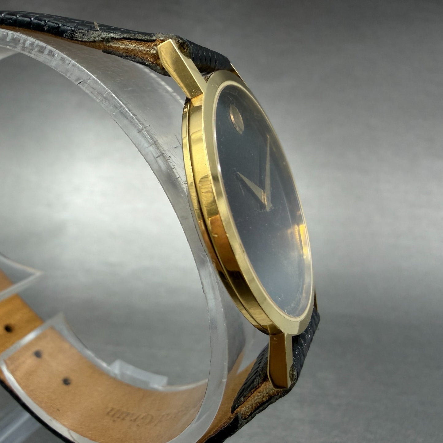 Movado Museum Watch Men 31mm Black Dial Gold Tone Round 87.45.882 PARTS4