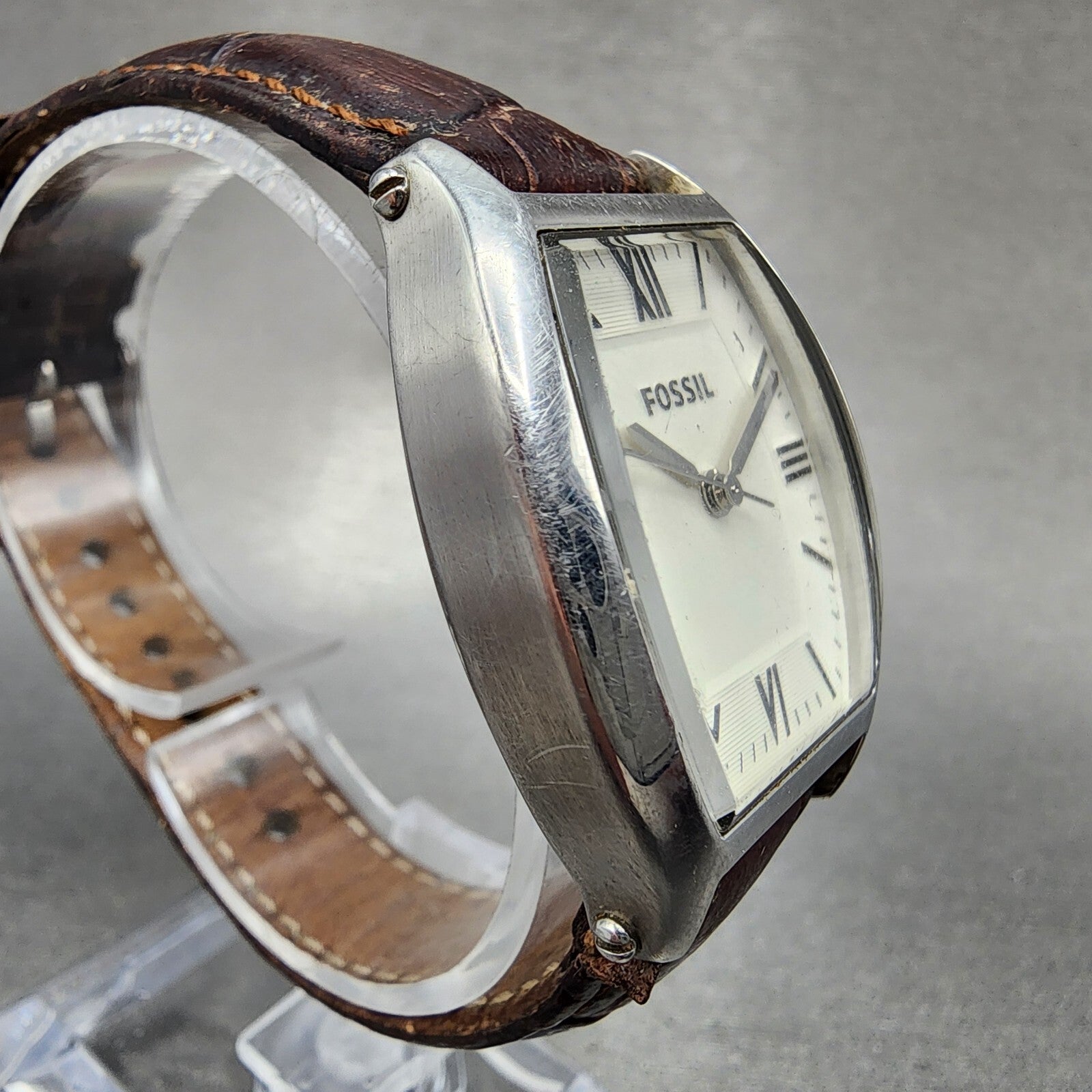 Fossil Watch Women 28mm White Dial Stainless Steel Tonneau ES3122 New Battery3