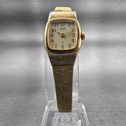 Citizen CQ Watch Women 16mm Champagne Dial Gold Tone 5920-S50150 New Battery VTG5