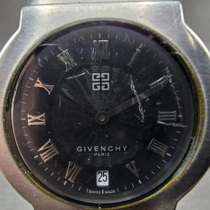 Givenchy Watch Women 32mm Black Dial Steel Date Round New Battery VTG1