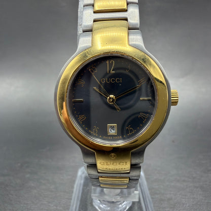 Gucci 8900L Watch Women 26mm Gray Dial Two Tone Date Round PARTS0