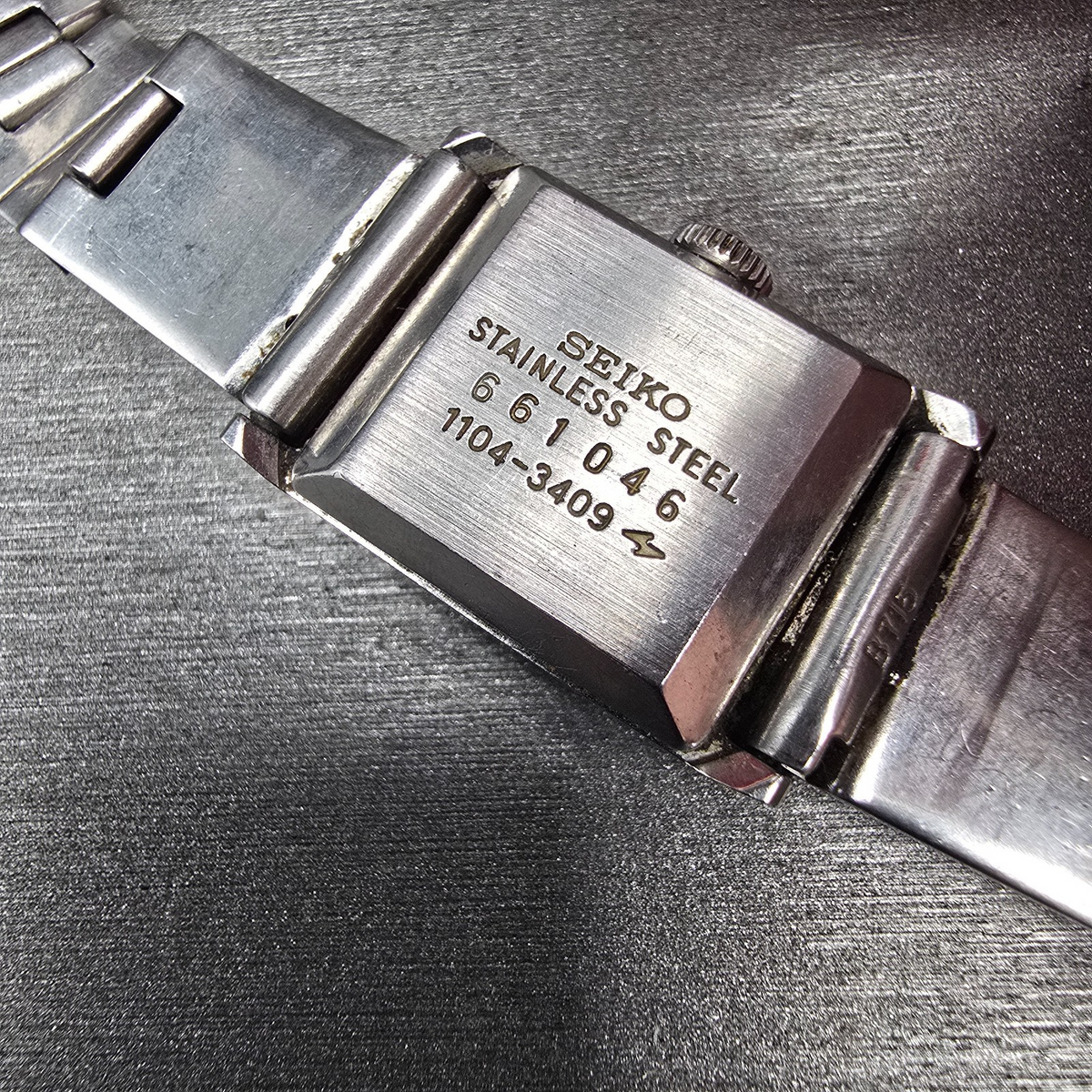 Seiko Watch Women 16mm Blue Dial Silver Tone Rectangle 1104-3409 Manual Wind10