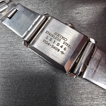 Seiko Watch Women 16mm Blue Dial Silver Tone Rectangle 1104-3409 Manual Wind10