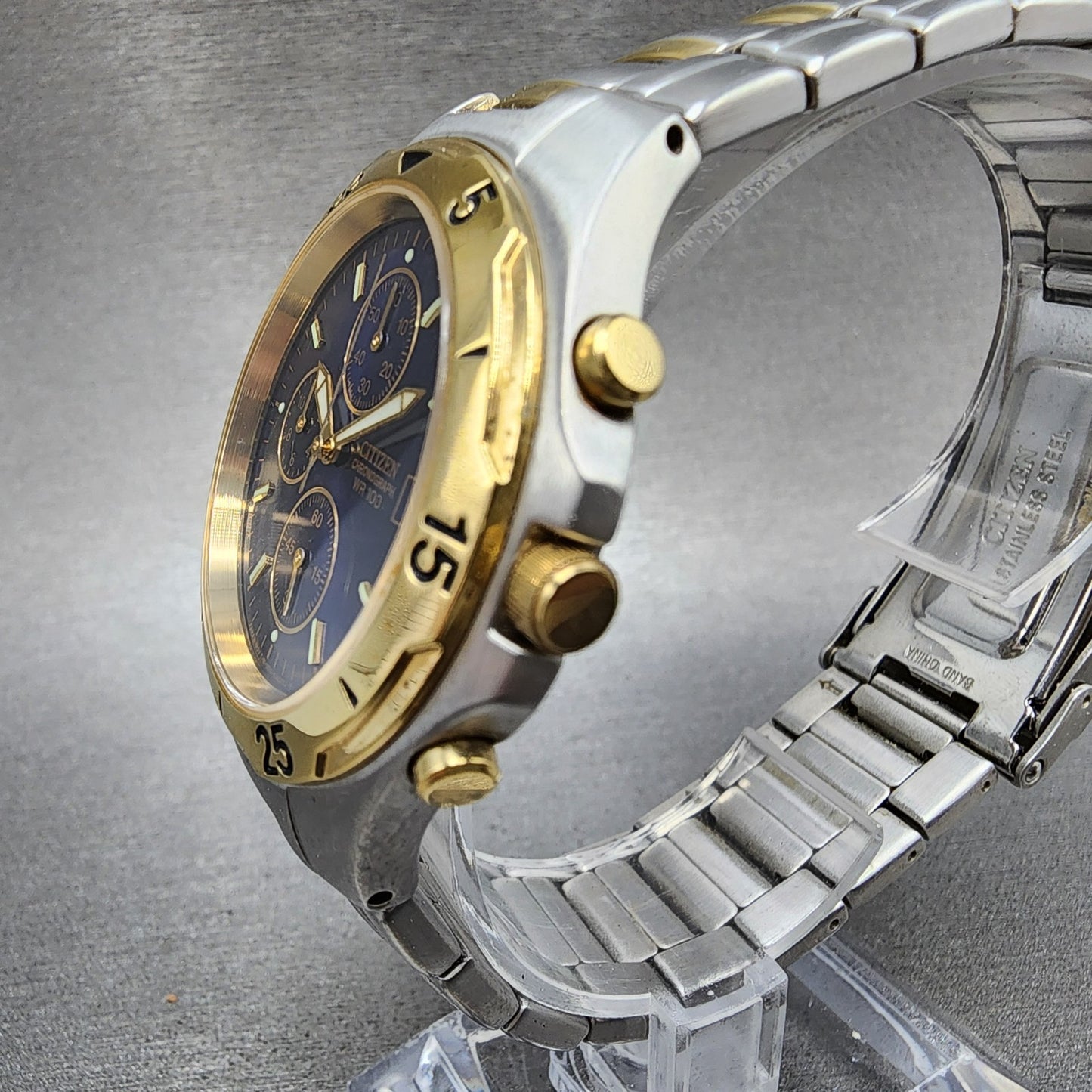 Citizen Chronograph Watch Men 40mm Blue Dial Two Tone Date 0510K002257 PARTS3