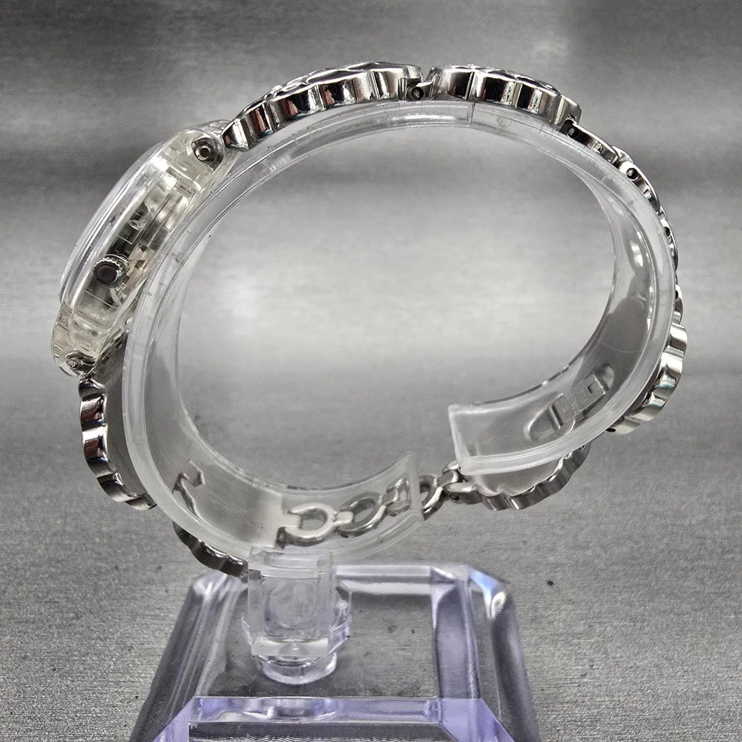Swatch Revue Star Watch Women 25mm Gray Dial Clear Case Round LM130G New Battery6