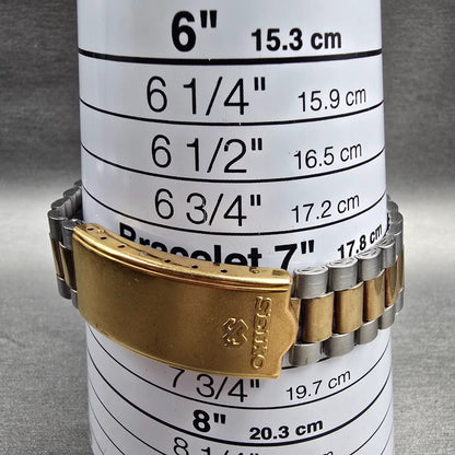 Seiko President Watch Men 35mm Silver Dial Two Tone Daydate 6923-8089 New Batt 69