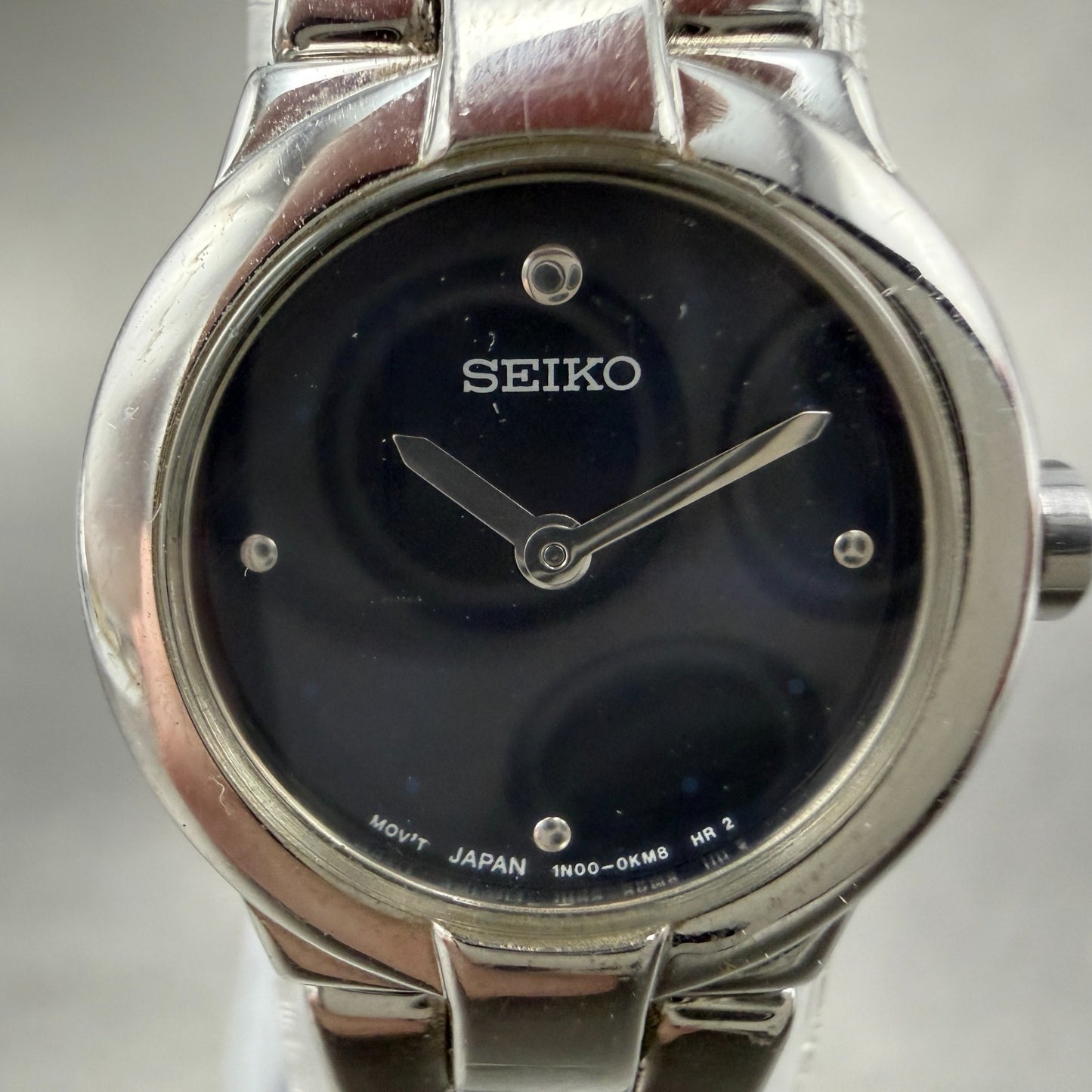Seiko Watch Women 20mm Blue Dial Silver Tone Round 1n00-0gm0 New Battery Vintage1