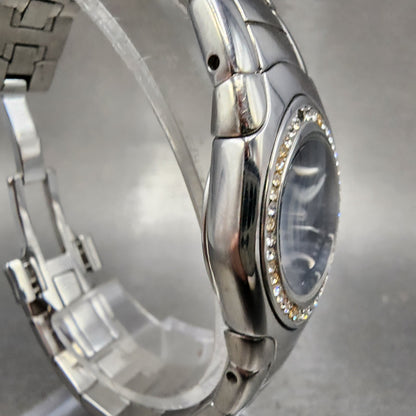 Citizen EcoDrive Watch Women 26mm Blue Dial Silver Tone Date Crystal Bezel Runs3