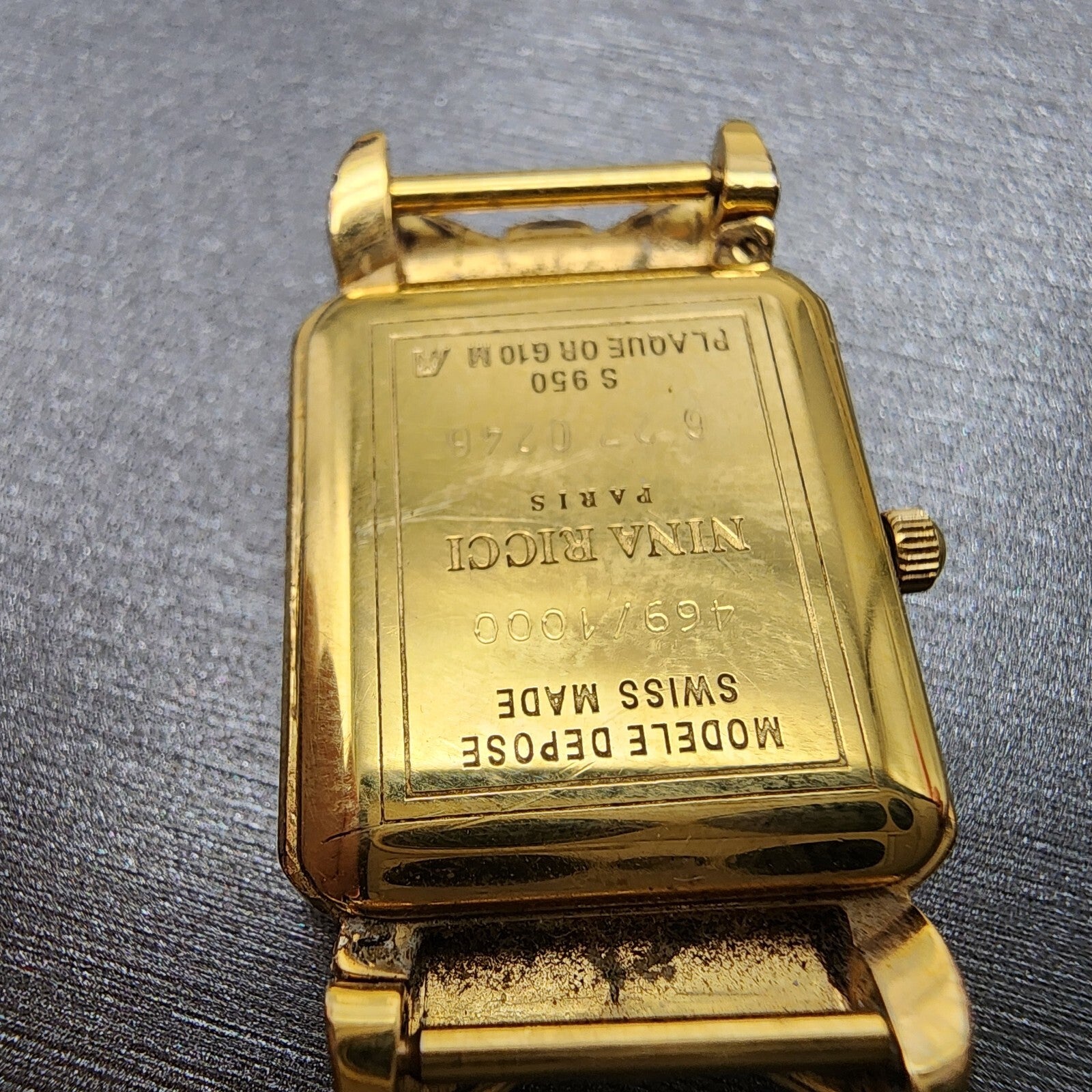 Nina Ricci Tank Watch Women 18mm MOP Dial Gold Plated Rectangle  New Battery7