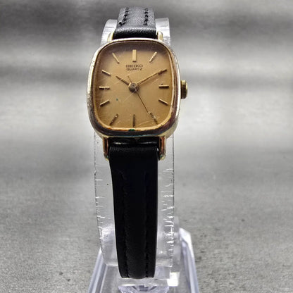 Seiko Watch Women 16mm Gold Dial Gold Tone Rectangle 2C21-5139 New Battery VTG5