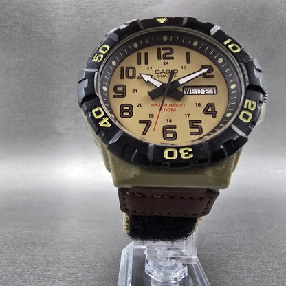 Casio Dive Watch Men 50mm Tan Dial Black & Tan Tone Round MRW-210H New Battery5