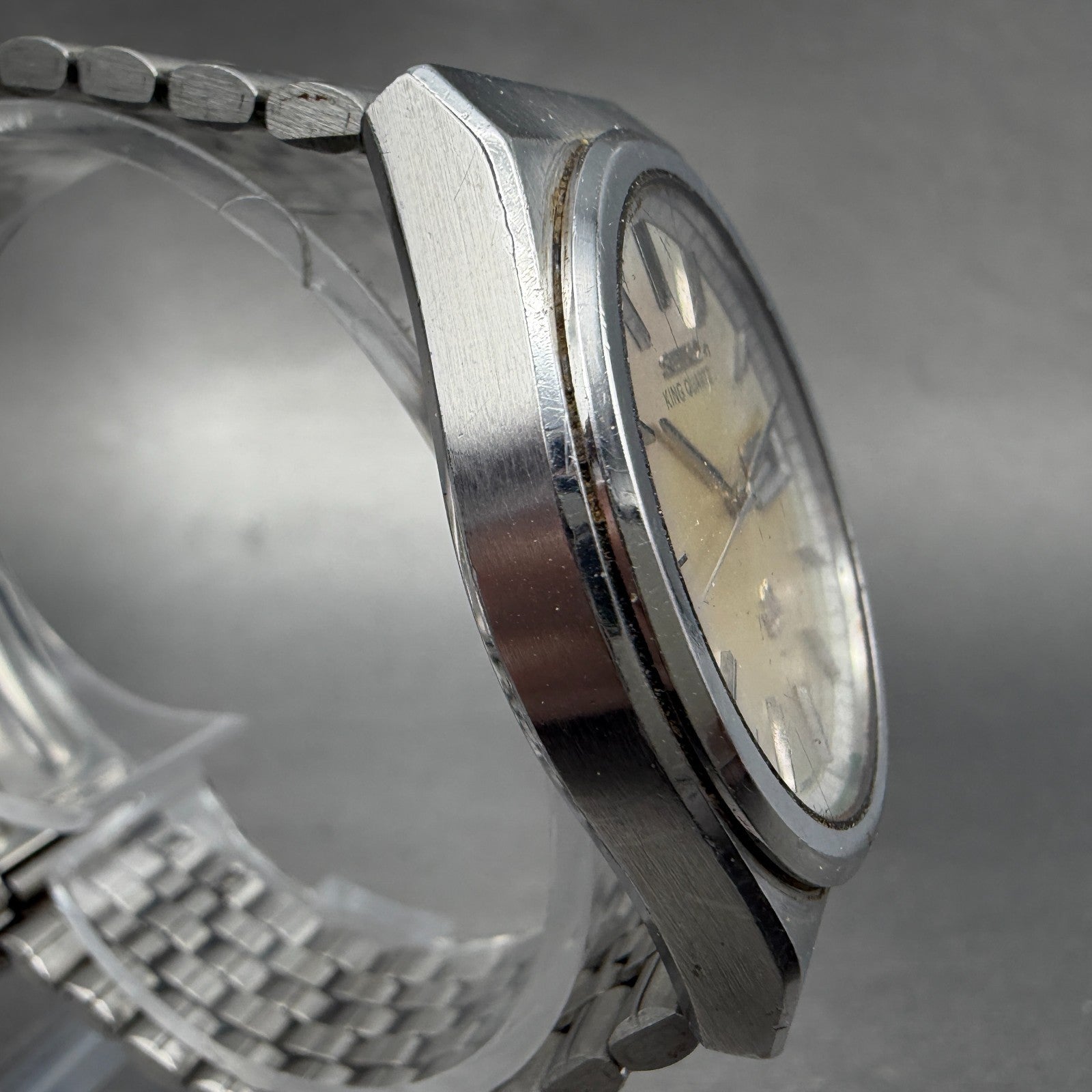Seiko King Quartz Watch Men 35mm Silver Dial Steel Daydate 9723-8030 New Battery3