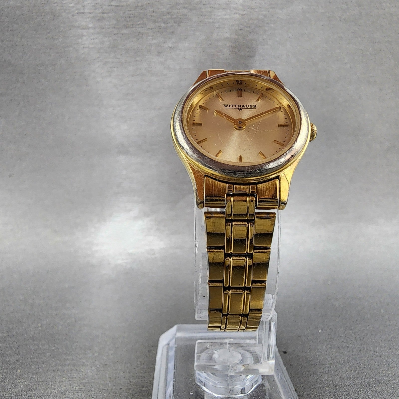 Wittnauer Watch Women 24mm Champagne Dial Gold Tone Round 8071 0762 New Battery5