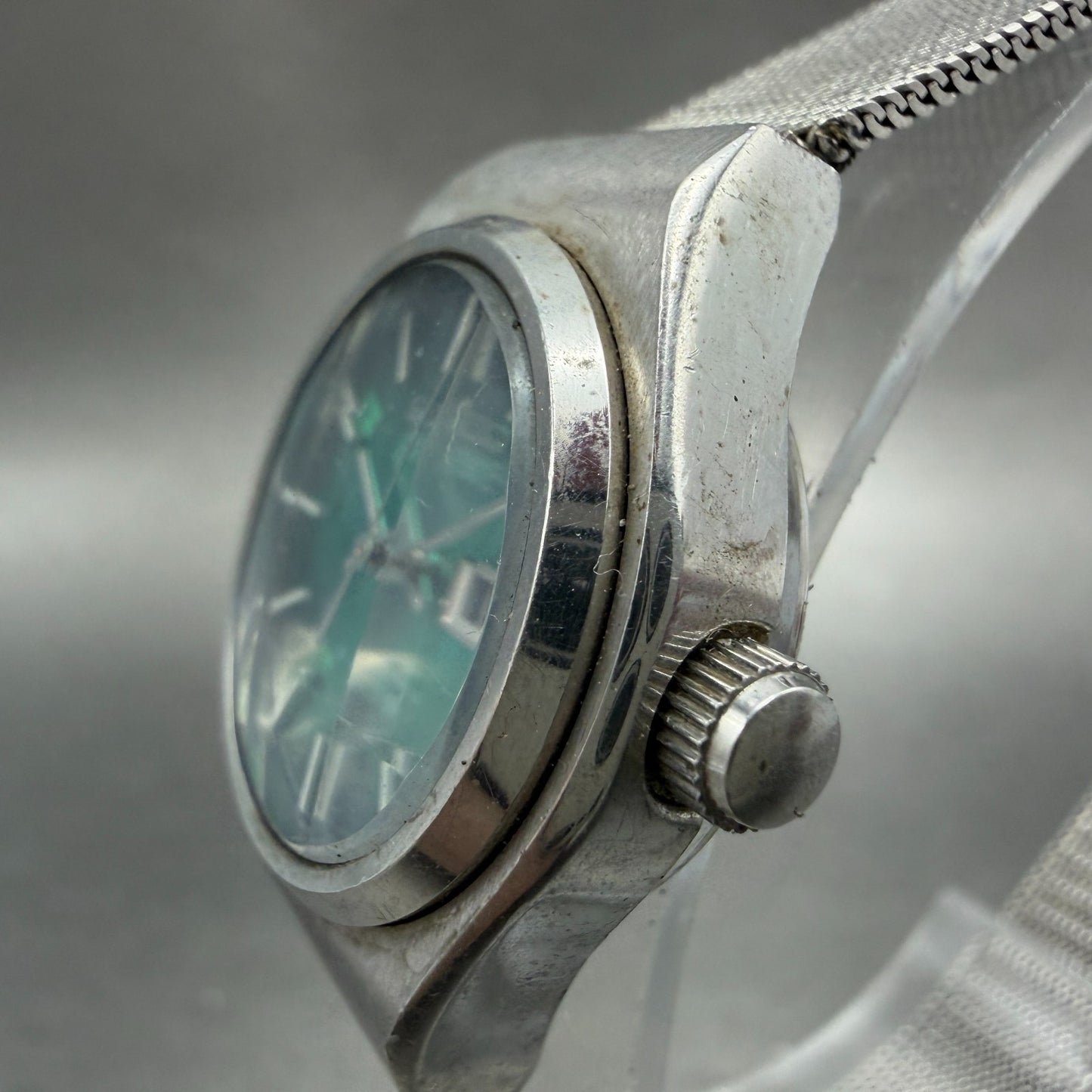 Seiko Automatic Watch Women 25mm Green Dial Silver Tone Daydate 2706-0380 Runs2