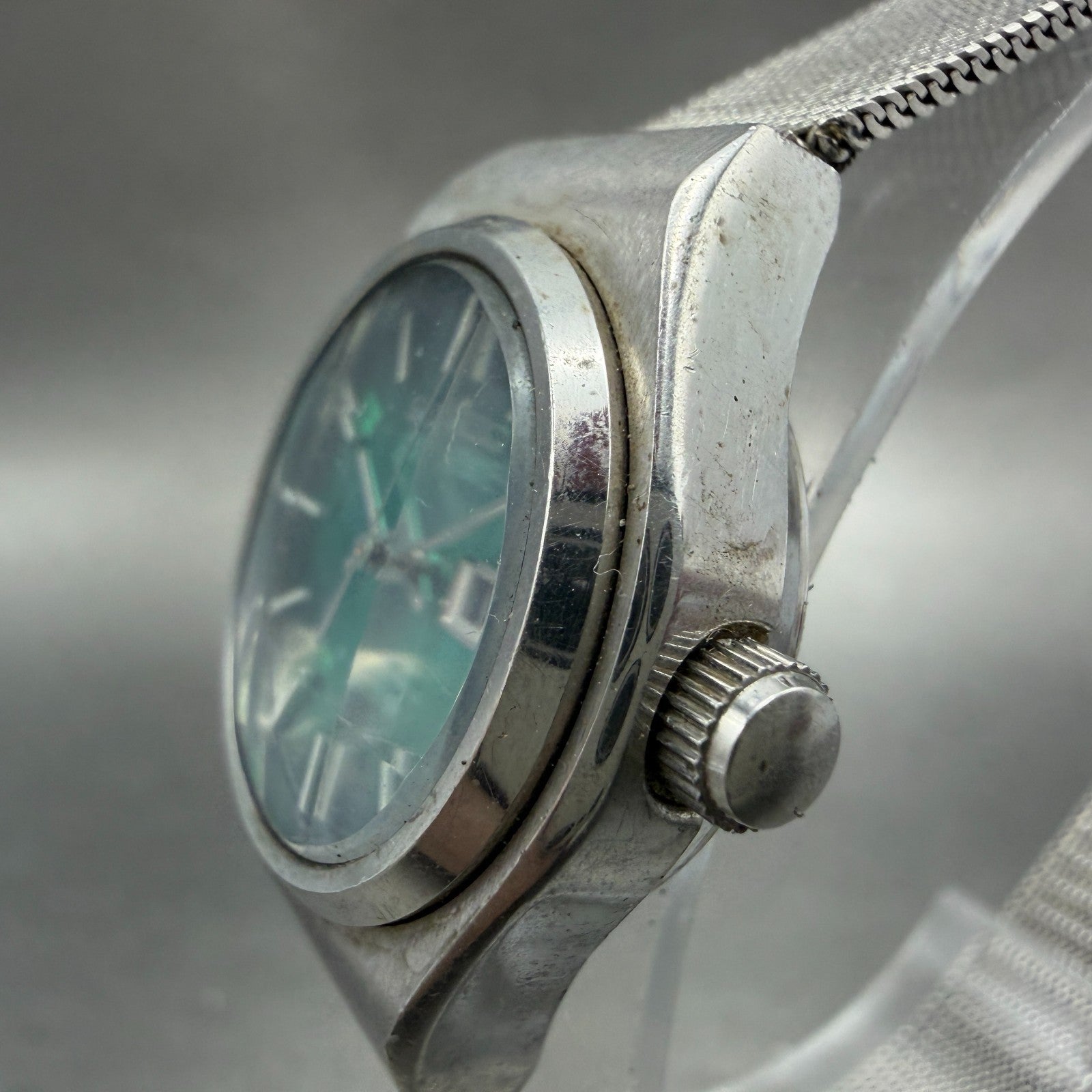 Seiko Automatic Watch Women 25mm Green Dial Silver Tone Daydate 2706-0380 Runs2