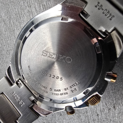 Seiko Watch Men 39mm Blue Dial Silver Tone Chrono Date Round 7T92-0FX0 New Batt10