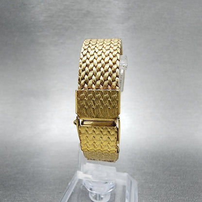 Seiko Exceline Watch Women 18mm Gold Dial Gold Tone Tank Rectangle New BatteryA17